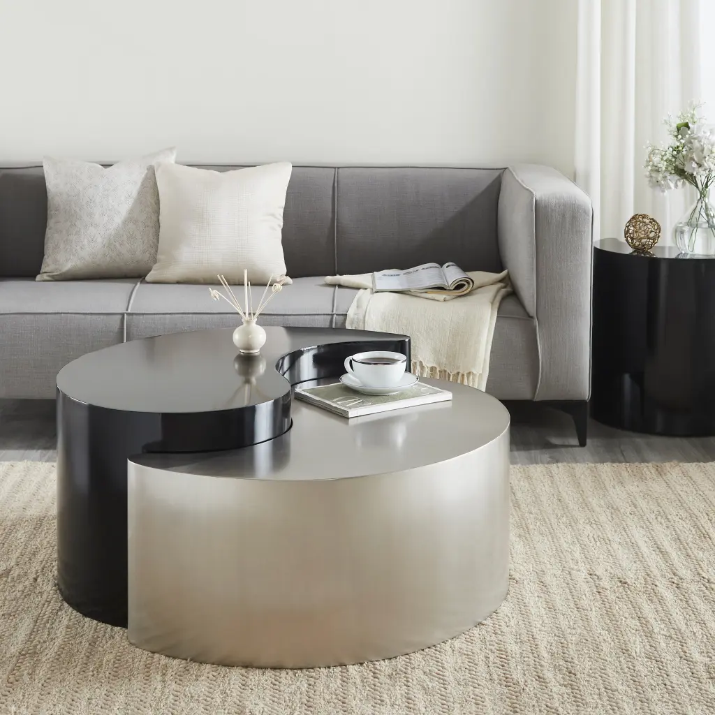 Ying Yang Modern Contemporary Style 2Pc Coffee Table Made Iron galaxy home furnishings