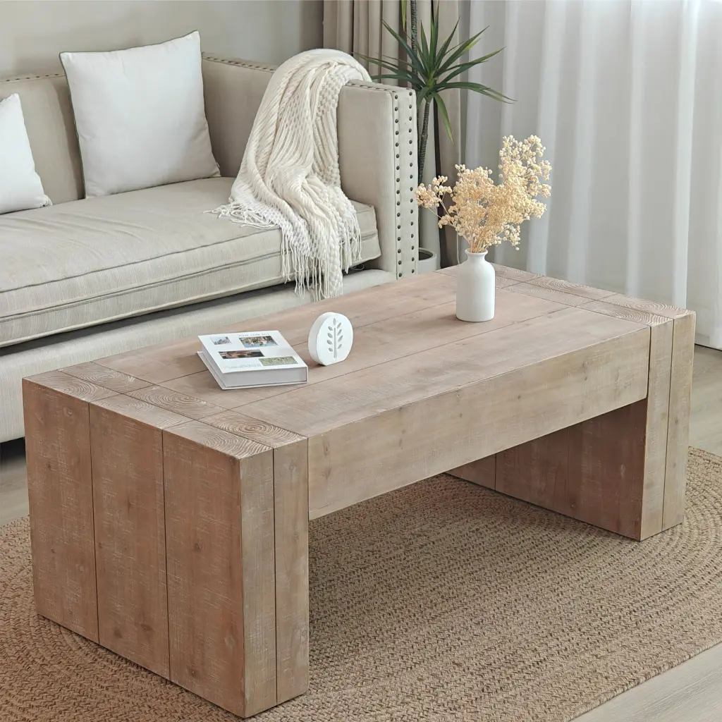 Natural Wood Living Room Table - Multi-functional Tea Table Rustic Design grandboard home