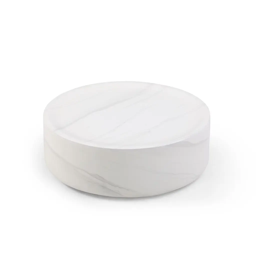 31.49 Inch Round Coffee Table Robust Fiberglass Table Living Room White justone interior