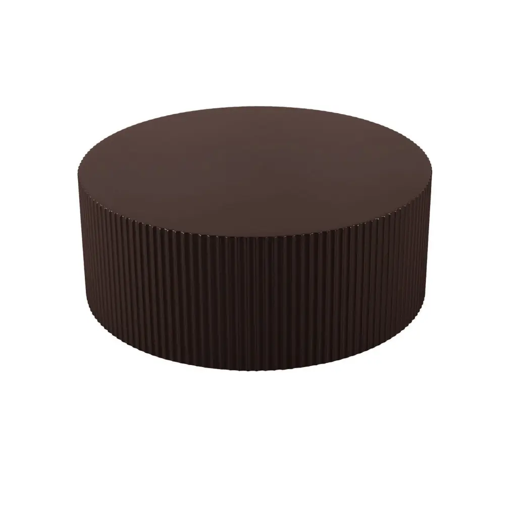 Artisanal Round MDF Coffee Table Handcrafted Relief Design Living Room justone interior