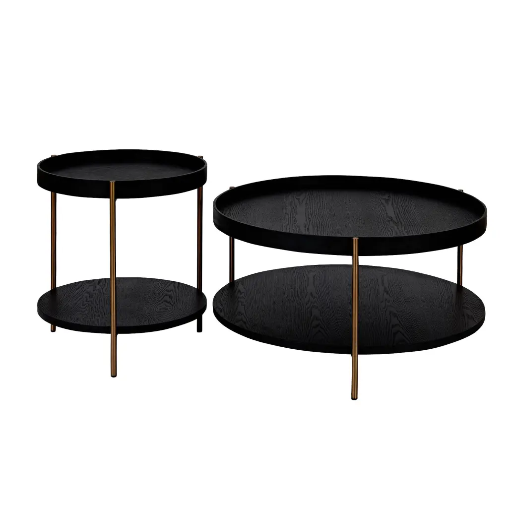 2 Piece Modern Round Coffee Table Set 2 Tier Living Room Easy Assembly justone