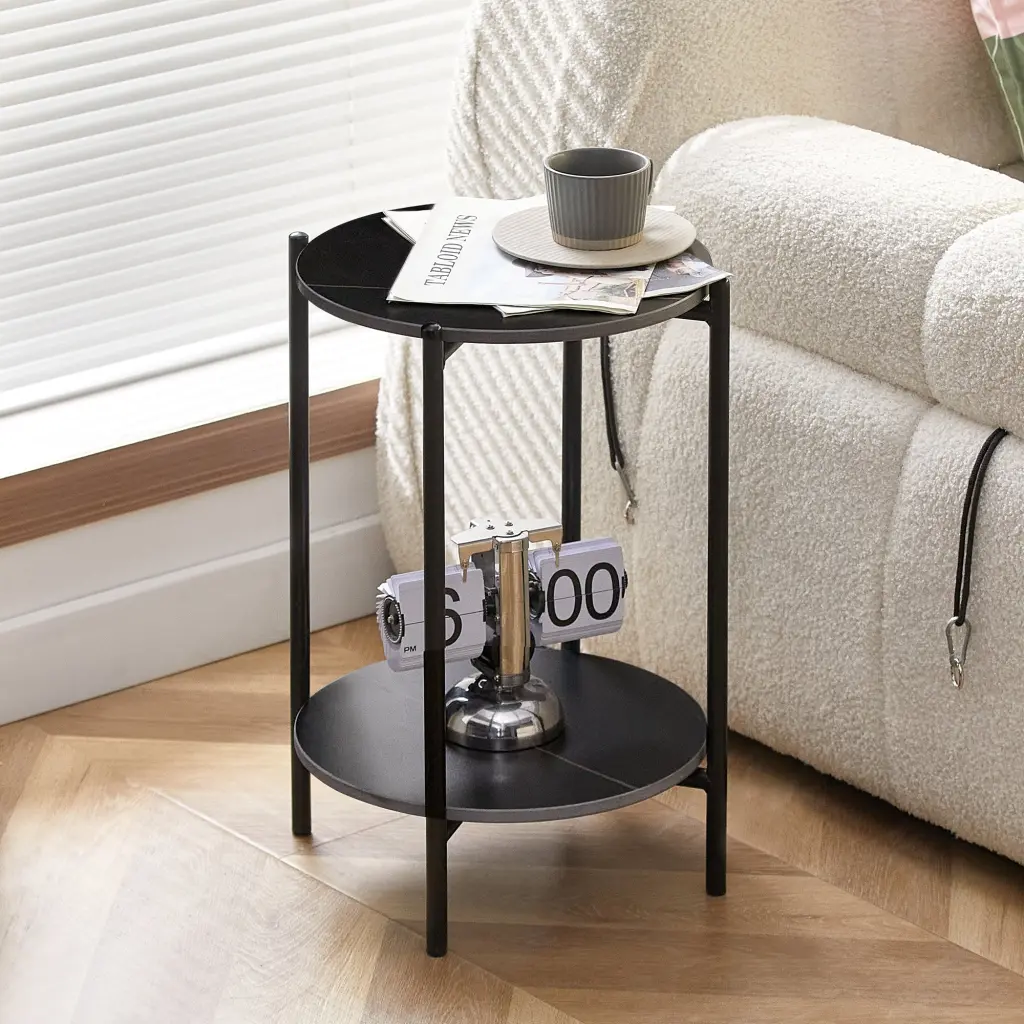2 Layer End Table Whole Marble Tabletop Round Coffee Table Modern Living Room jws-w241