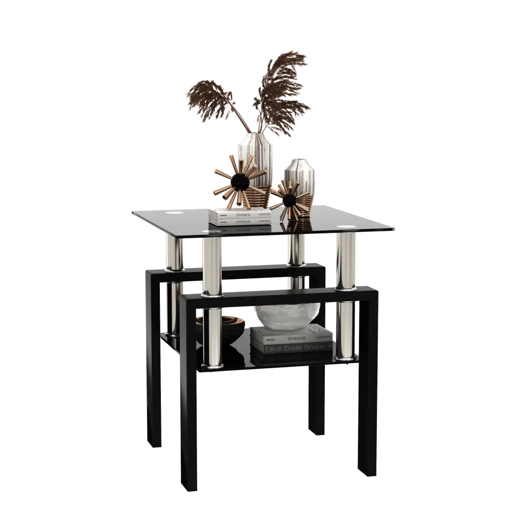 1 Piece Modern Tempered Glass Tea Table Coffee Table End Table Square - Contemporary Design jws-w241