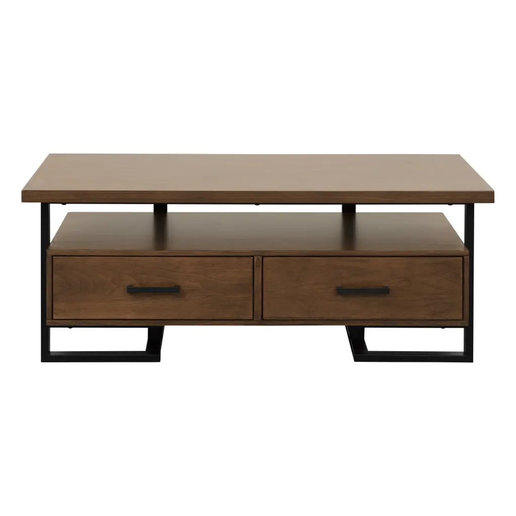 Contemporary One---kind Frame Coffee Table Drawers Walnut Finish kanepe