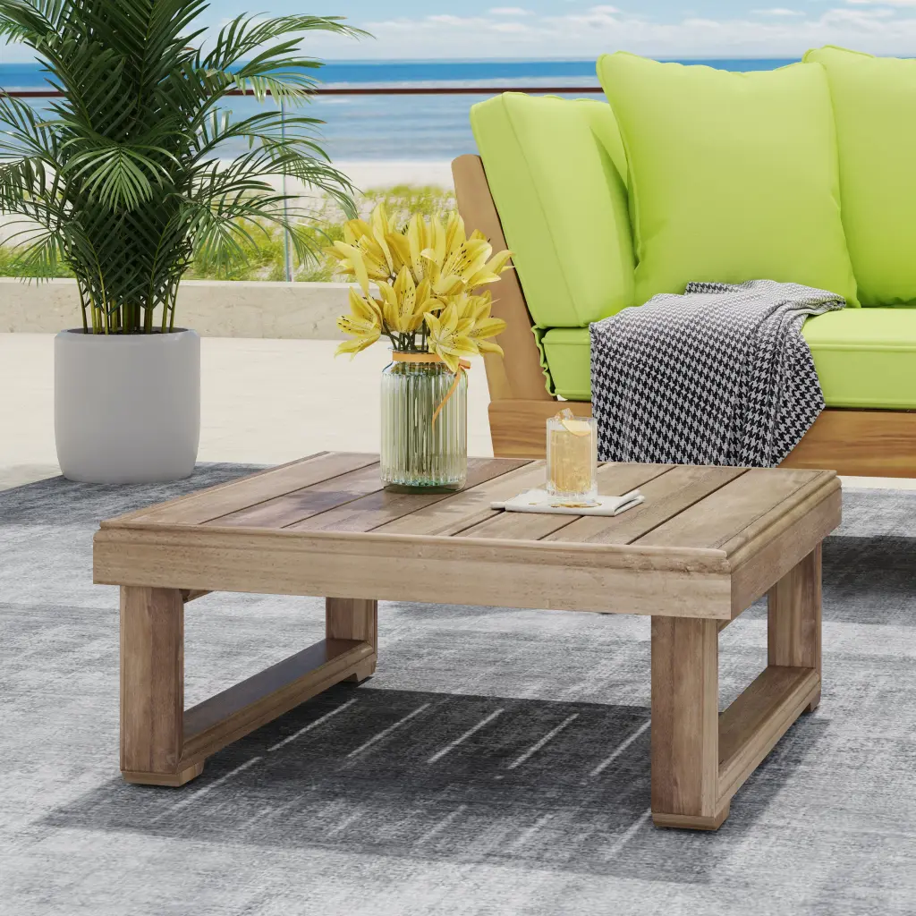 Westchester Coffee Table Brown Acacia Wood Living Room Center Table nh-an