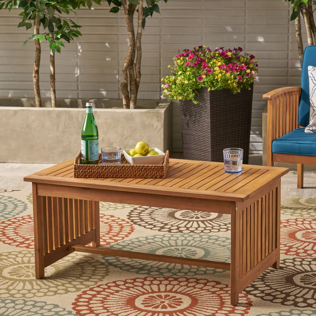 Casa Acacia Coffee Table Brown Antique Bronze Wood Living Room Furniture nh-perfect home