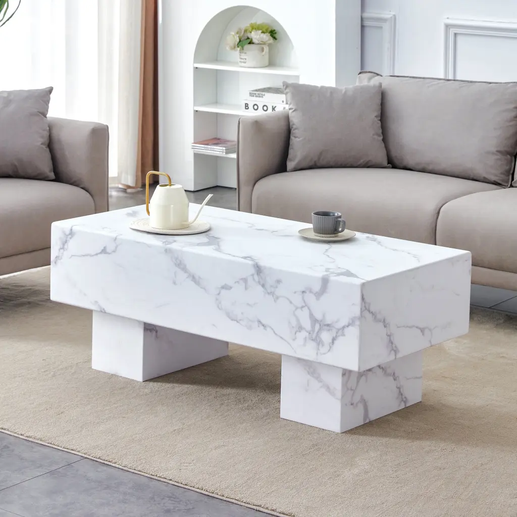 White Coffee Table Patterns Modern Rectangular Table Suitable Living Room rnb