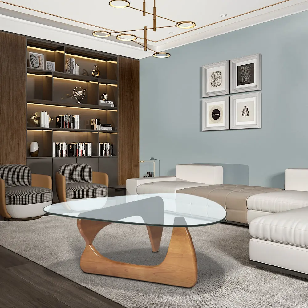 Modern Triangle Coffee Table Walnut Solid Wood Living Room Table ty furniture