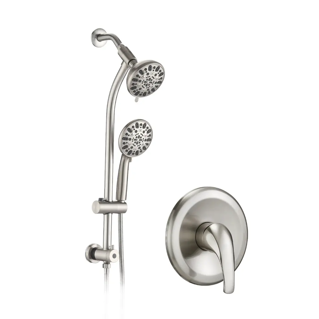 5 Inch Brushed Nickel Rain Showerhead Handheld Shower 7 Spray Modes bathininc