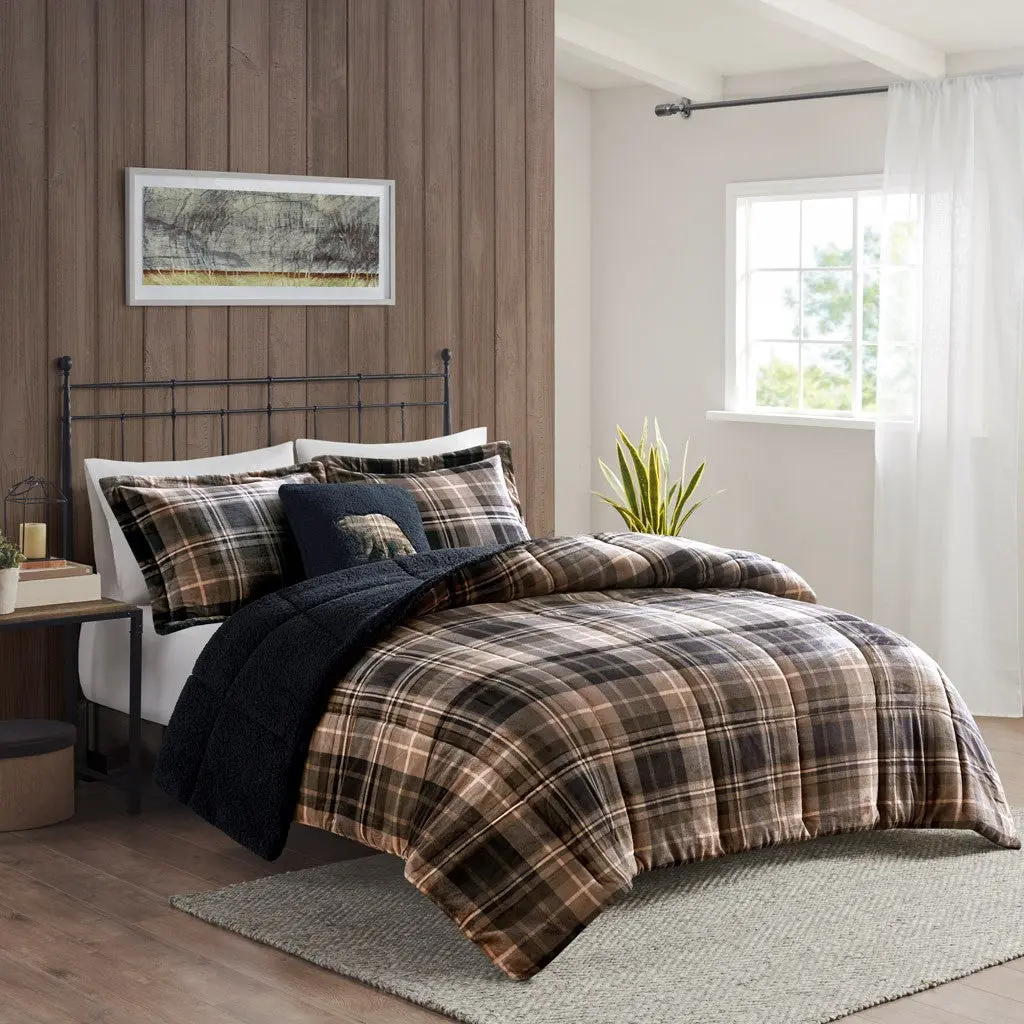 Plush Sherpa Down Alternative Queen Comforter Set Multicolor jla