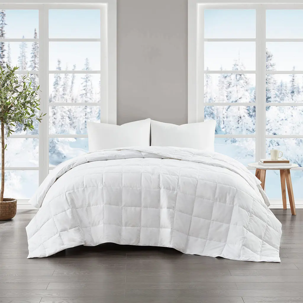 Goose Feather and Down Filling All Seasons Blanket White Microfiber jla