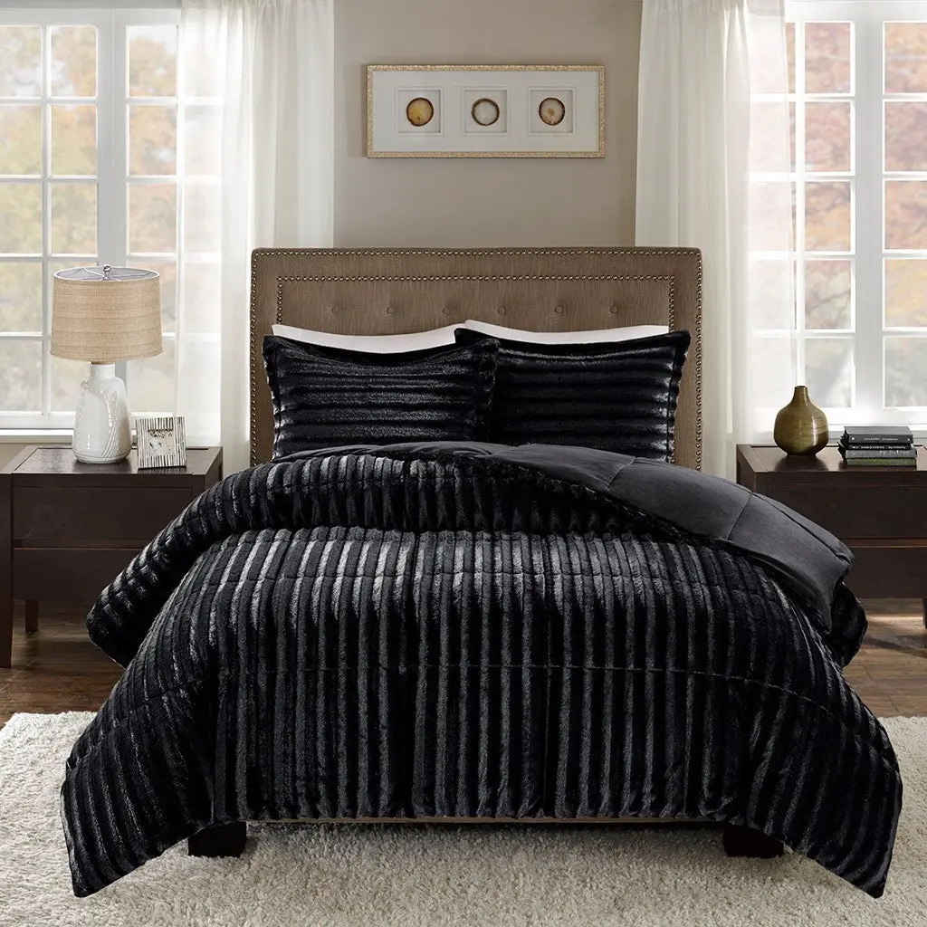 Faux Fur Easeer Mini Set King Size Black Polyester jla