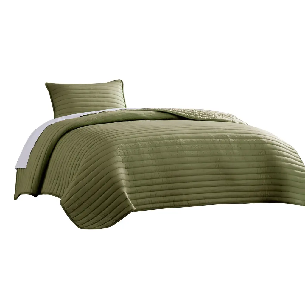 Cabe 2 Piece Twin Easeer Set Polyester Puffer Channel Quilted Green royal hampton