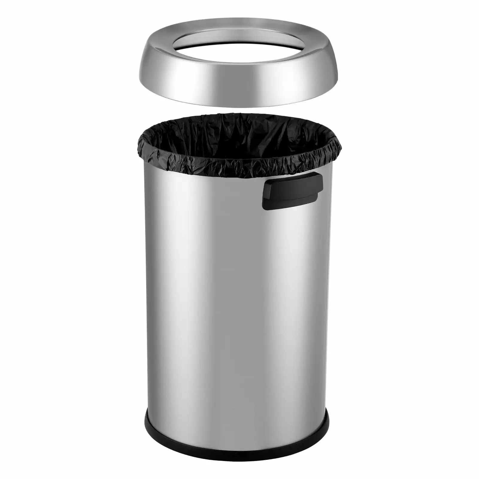 Whizmax 65L Stainless Steel Open Top Trash Can. 17gal Commercial Grade Heavy Duty Open Trash Can. Outdoor Kitchen Family T...