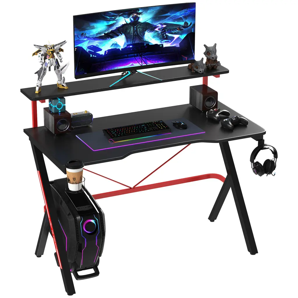 Homcom 47 Inch Gaming Desk Racing Computer Desk Home Office Workstation aosom business