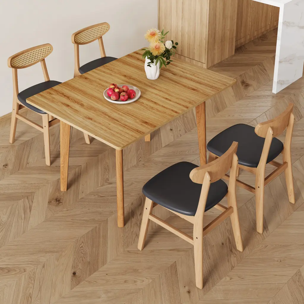 Wood Colored MDF Desktop Rubber Wooden Legs Foldable Computer Desk droom w-1151