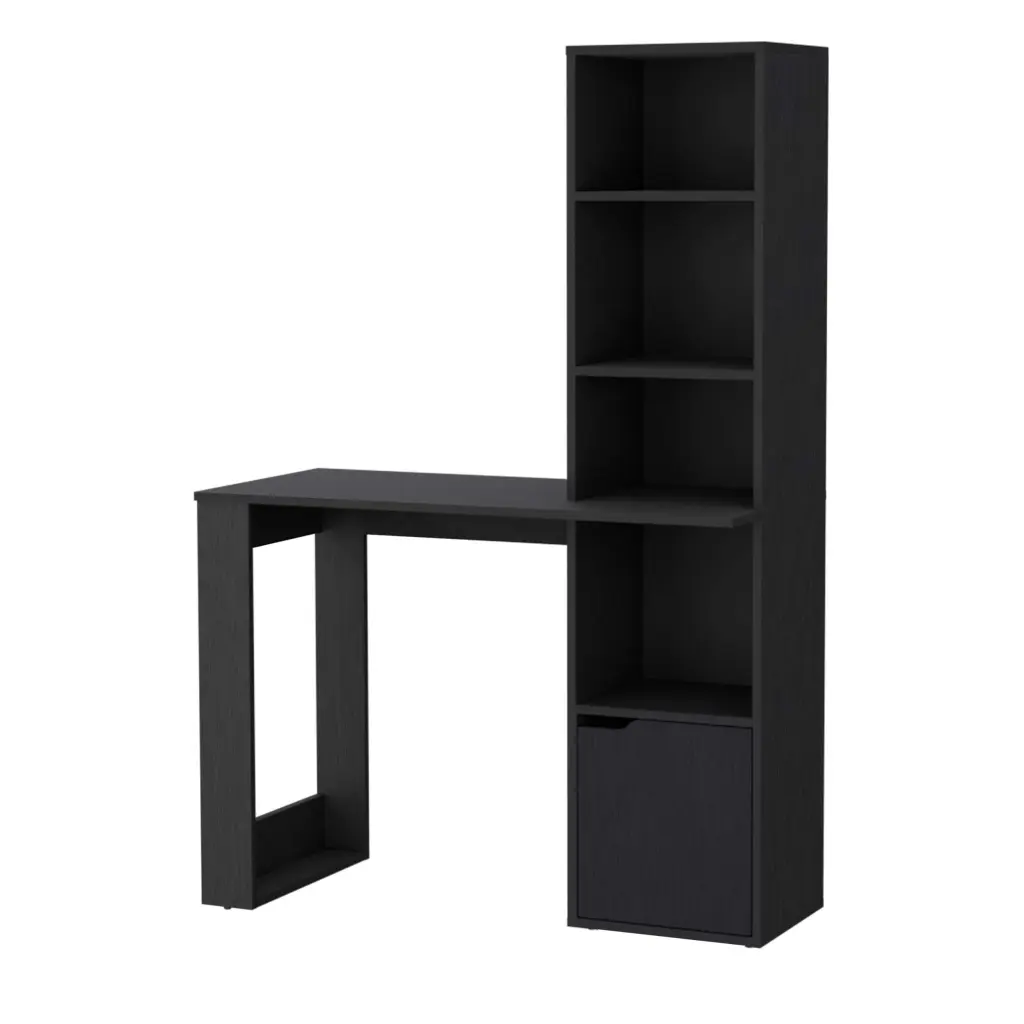 Anson Computer Desk 4 Tier Bookcase And 1 Door Cabinet White MDF - Home Office Desk fm furniture