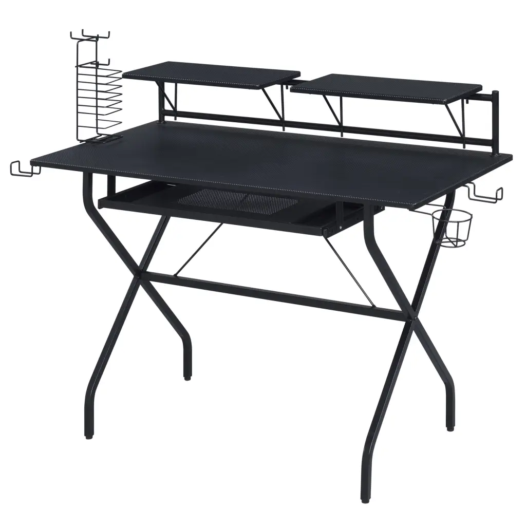 Black Computer Desk Keyboard Tray Writing and Work furniture max