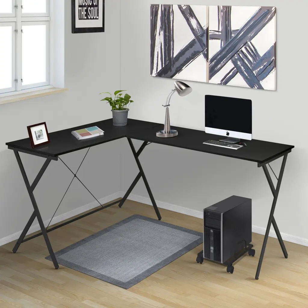 Black L Influenced Computer Desk CPU Holder Office Desk furniture max