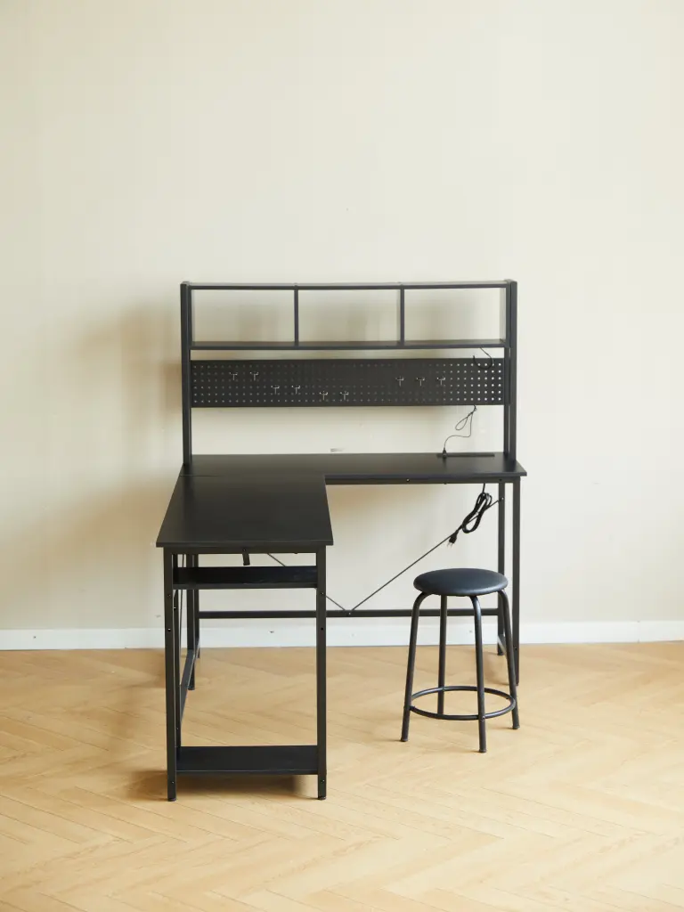 94.5 Inch Home Office Desk L Influence Gaming Desk LED Storage Shelves rnb