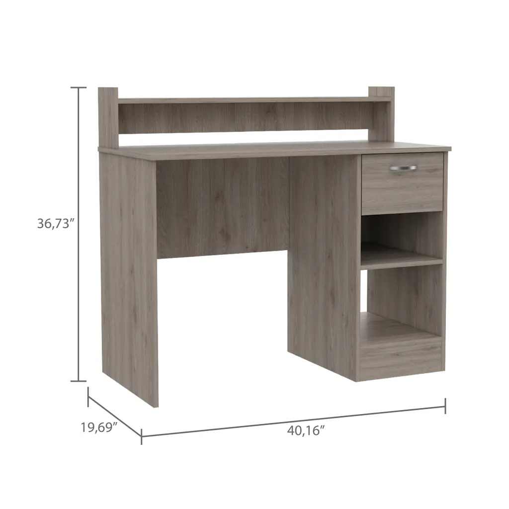 Charlotte Computer Desk 2 Storage Shelves And Drawer Light Gray Home Office Desk rta mubles colombia