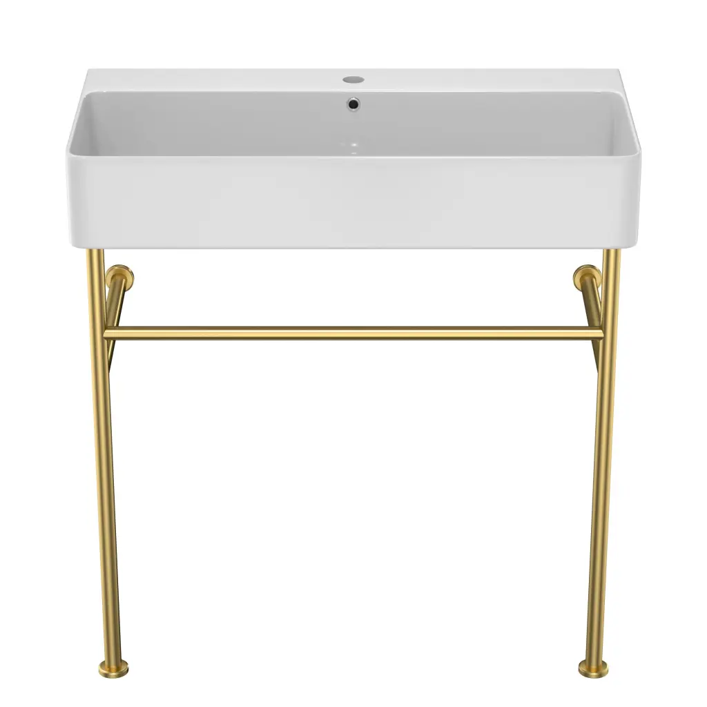 35 Inch Bathroom Console Sink Overflow Ceramic Console Sink White Basin lordear