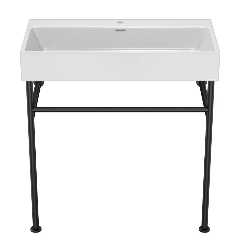 35 Inch Bathroom Console Sink Overflow Ceramic White Basin lordear