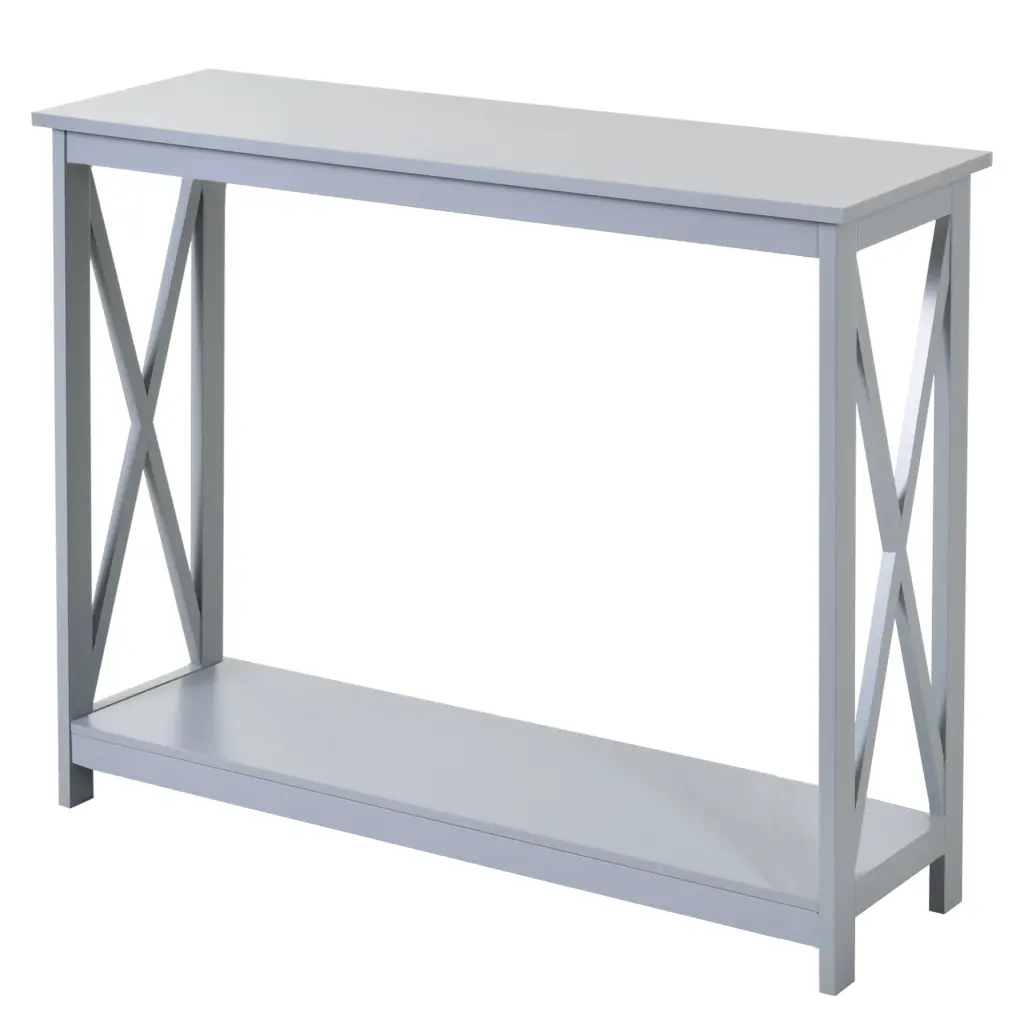 Homcom 2 Tier Console Table Sofa Side Table Storage Shelf X Design Living Room aosom business