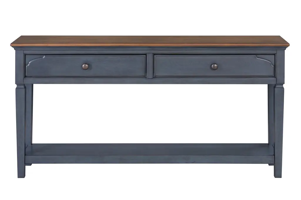 Americana 60 Inch Sofa Table No Assembly Required Corduroy Blue Finish Console Table bridgevine home