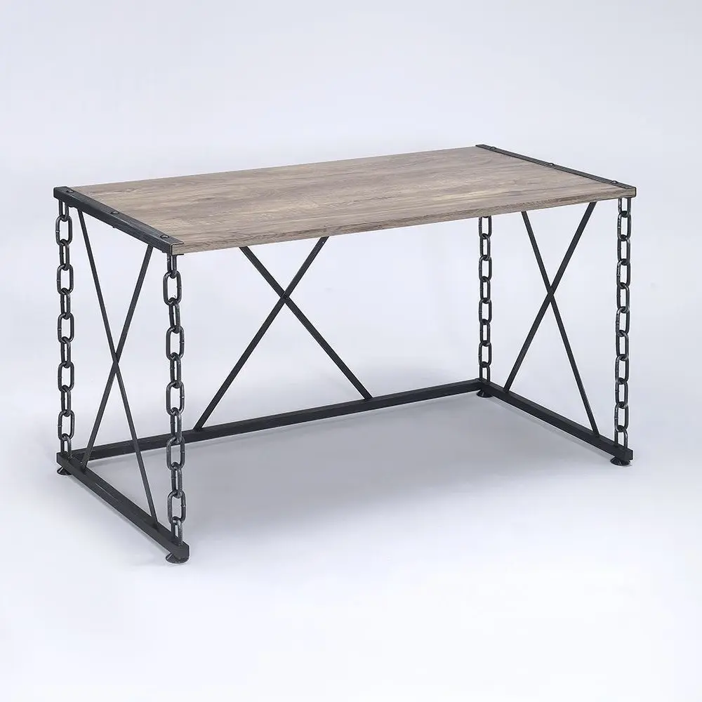 Rustic Oak and Antique Black Rectangular Console Table - Farmhouse Entryway Furniture furniture max