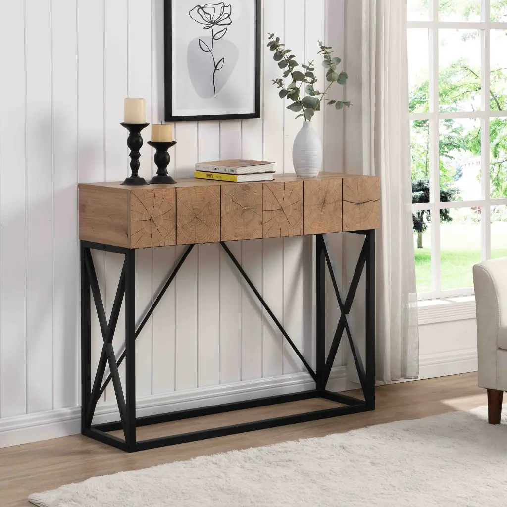 43.31'' Premium Wood Sofa Table, Industrial Console Table Entryway - Rustic Home Decor ghn