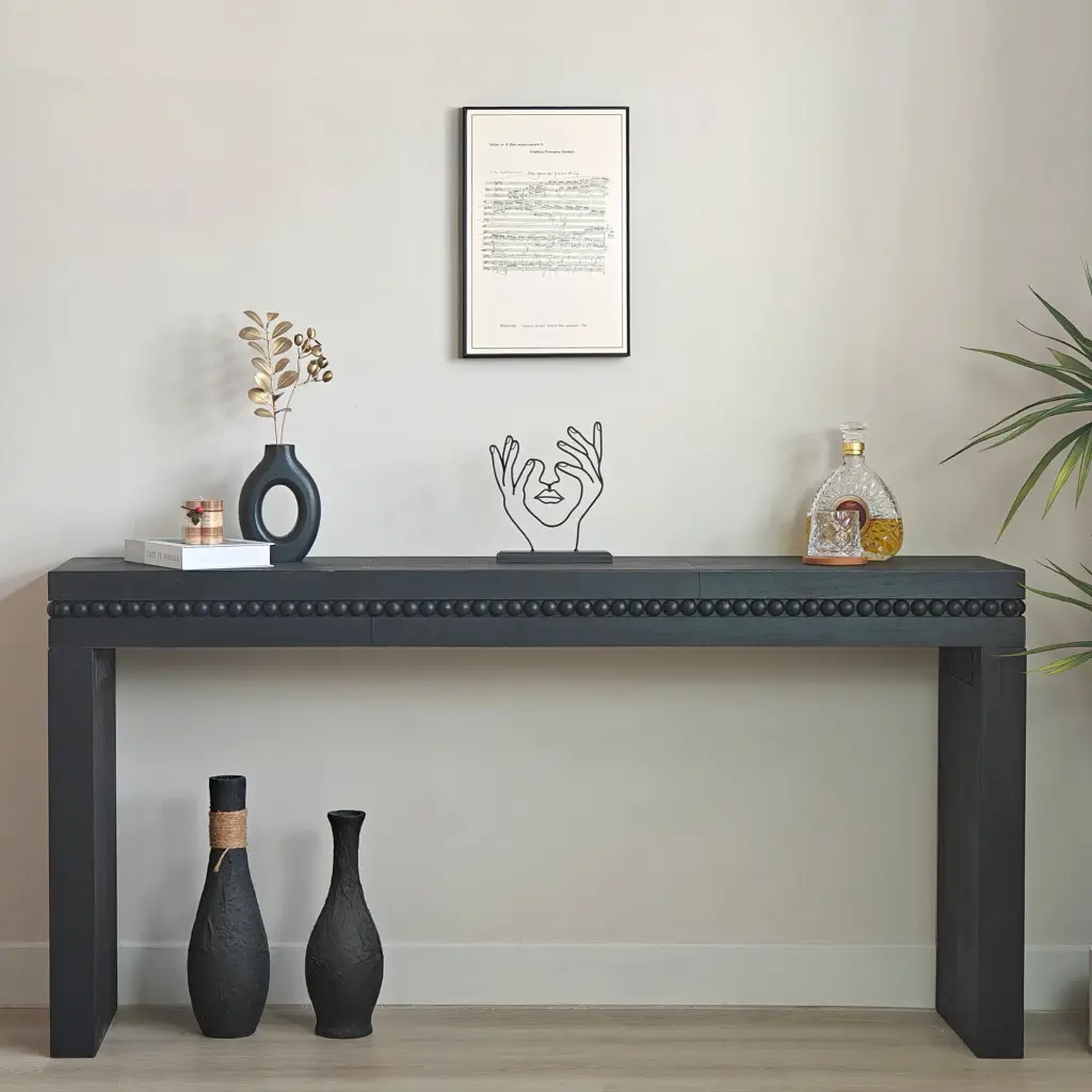 Convenience Concepts Wood Console Table Desk Real Wood Beads Decor grandboard home