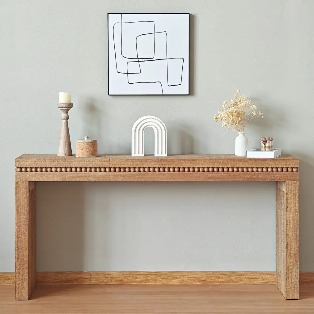 Natural Wood Console Table Desk Real Wood Beams Convenience Concepts grandboard home