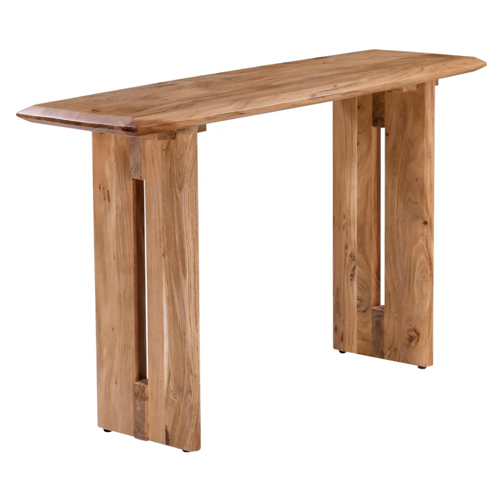 51 Inch Solid Acacia Wood Console Table Curved Edges Modern Accent kanepe