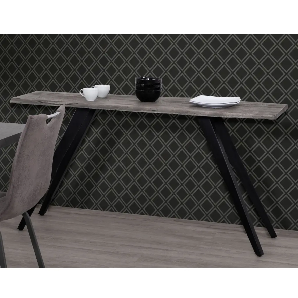 Industrial Style 60 Inch Acacia Wood And Metal Console Table Live Edge Design kanepe