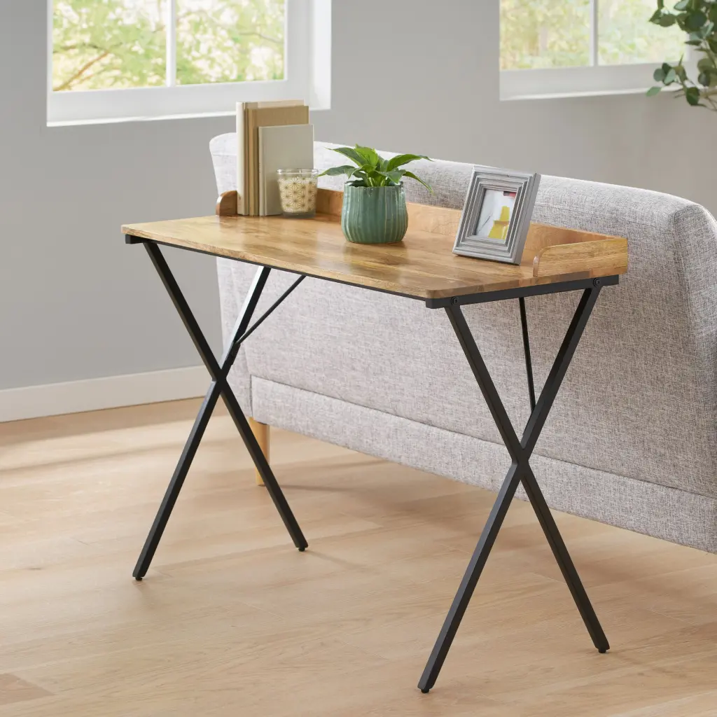 Console Table Natural Metal & Wood Modern Entryway Sofa Table nh-inmax