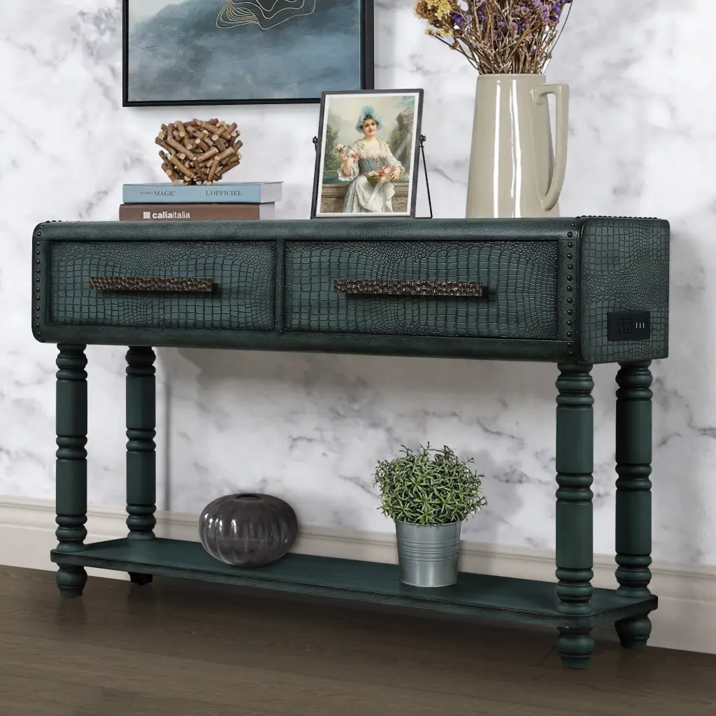 Light Premium Retro Sofa Table Outlets 54 Inch Pine Wood Console Table Living Room power growth furniture