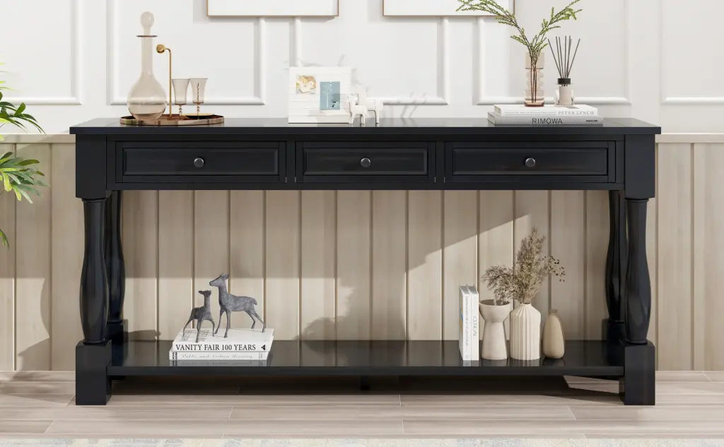 63 Inch Long Console Table Drawers And Shelf Entryway Hallway rnb