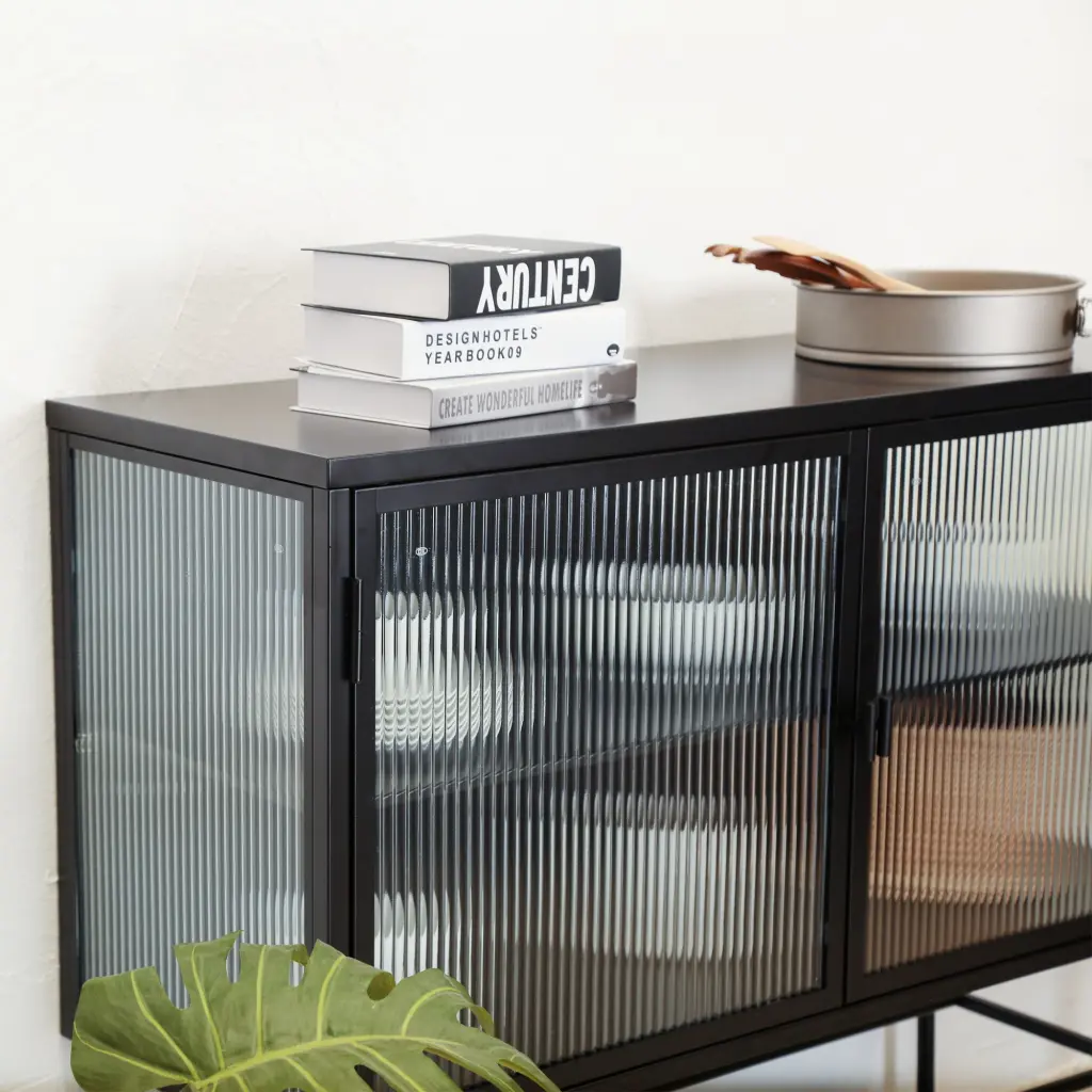 Retro Style Console Table Effortless Modern Sideboard Storage Cabinet Shelves rui zhe store