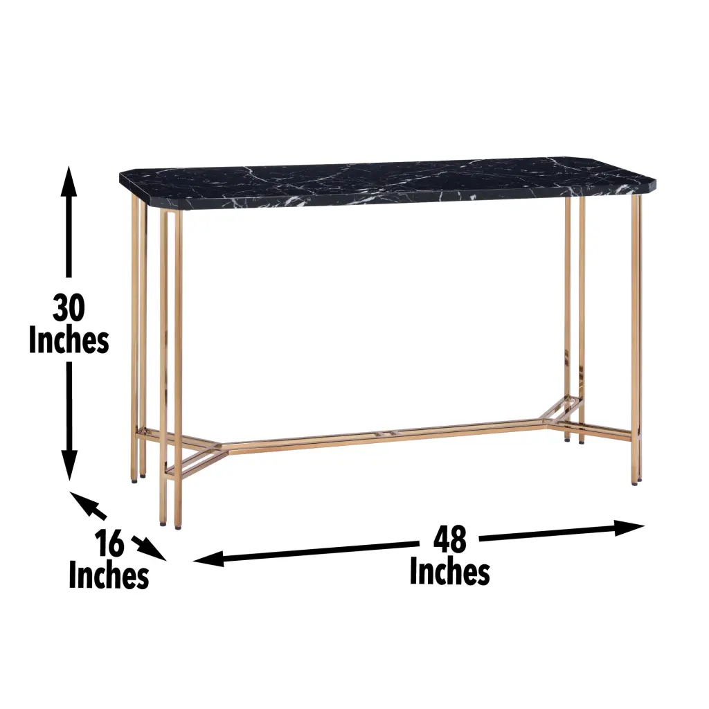 Daxton Faux Marble Top Sofa Table Black Wood Console Table Living Room steve silver furniture
