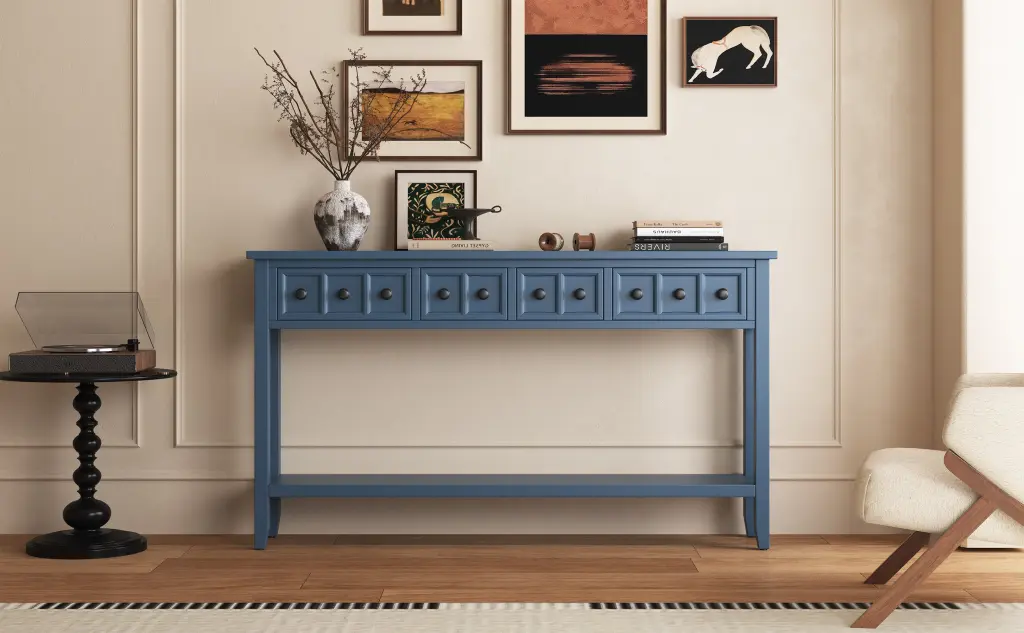 60 Inch Rustic Entryway Console Table Sofa Table Two Shelves trexm