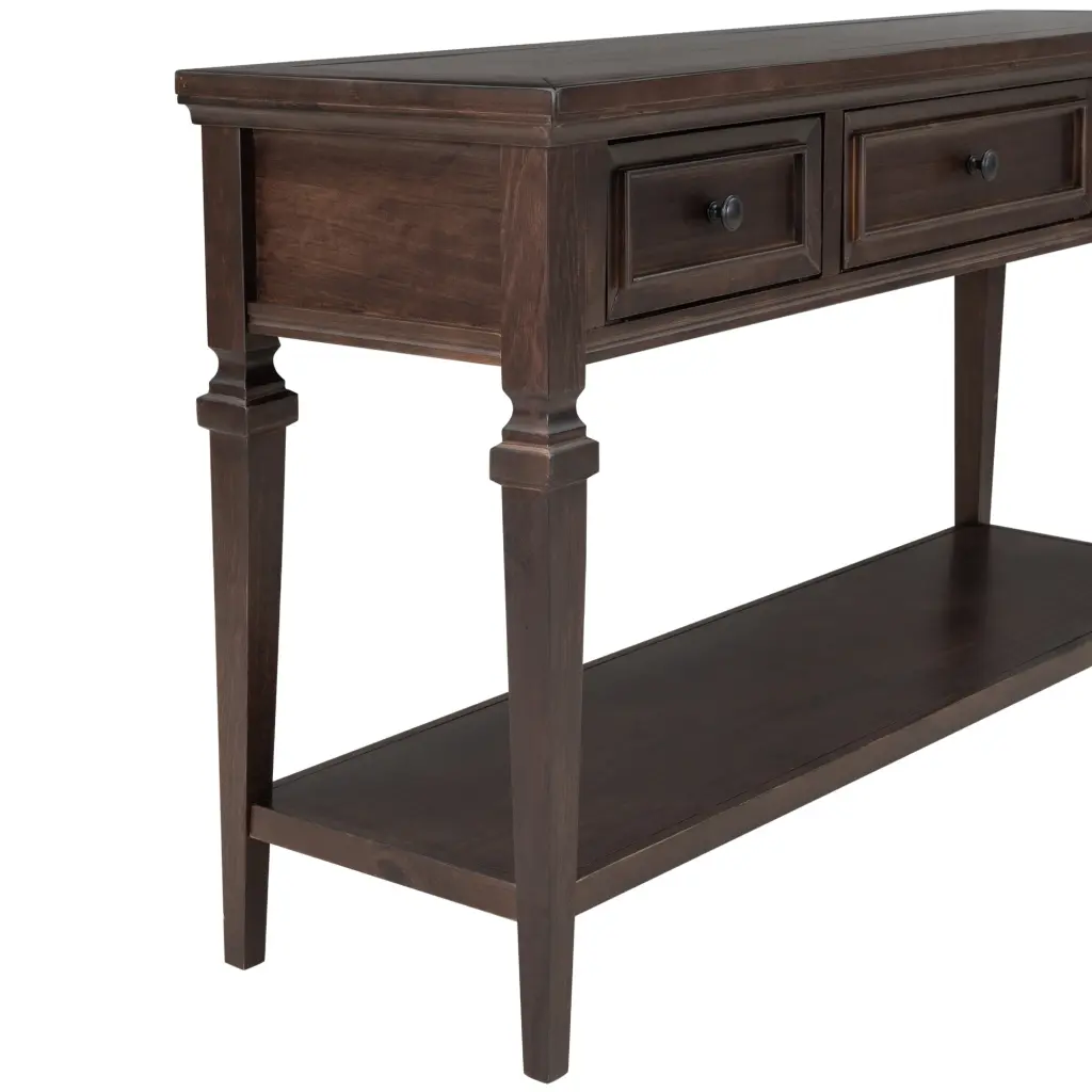 Timeless Retro Style Console Table Three Top Drawers and Open Storage trexm