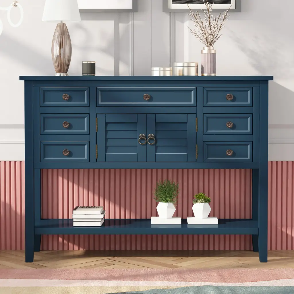 44.5 Inch Modern Console Table Sofa Table Living Room 7 Drawers u_style