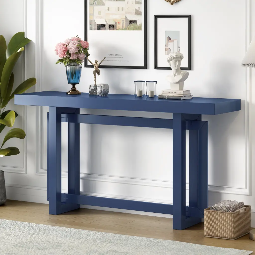 Contemporary Console Table Wood Top Extra Long Entryway Table Hallway u_style