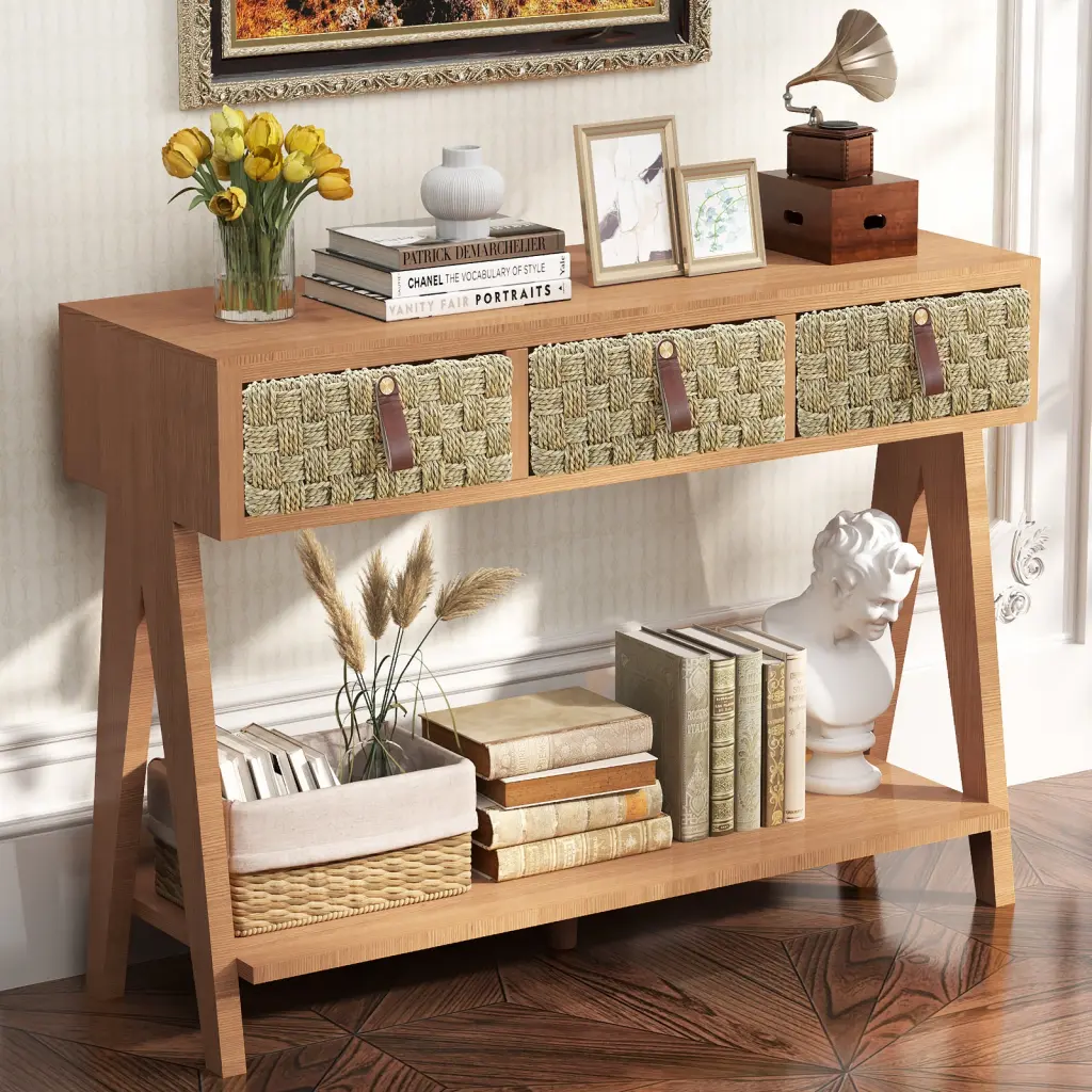 Mid Century Modern Console Table Storage Entryway Multi Functional Hallway Furniture vanvusonfurniture