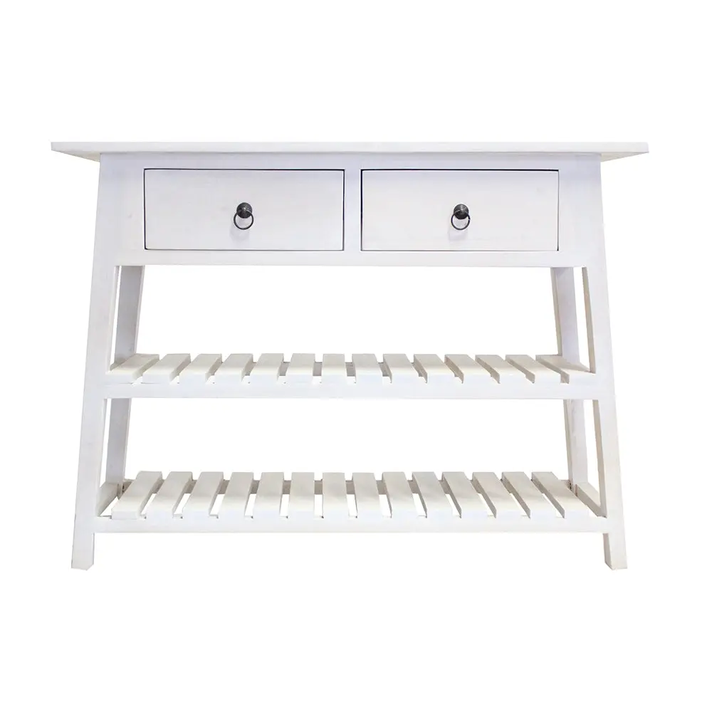 14X40X30 Inch Mahogany Wood Console Table Natural White Finish w2078