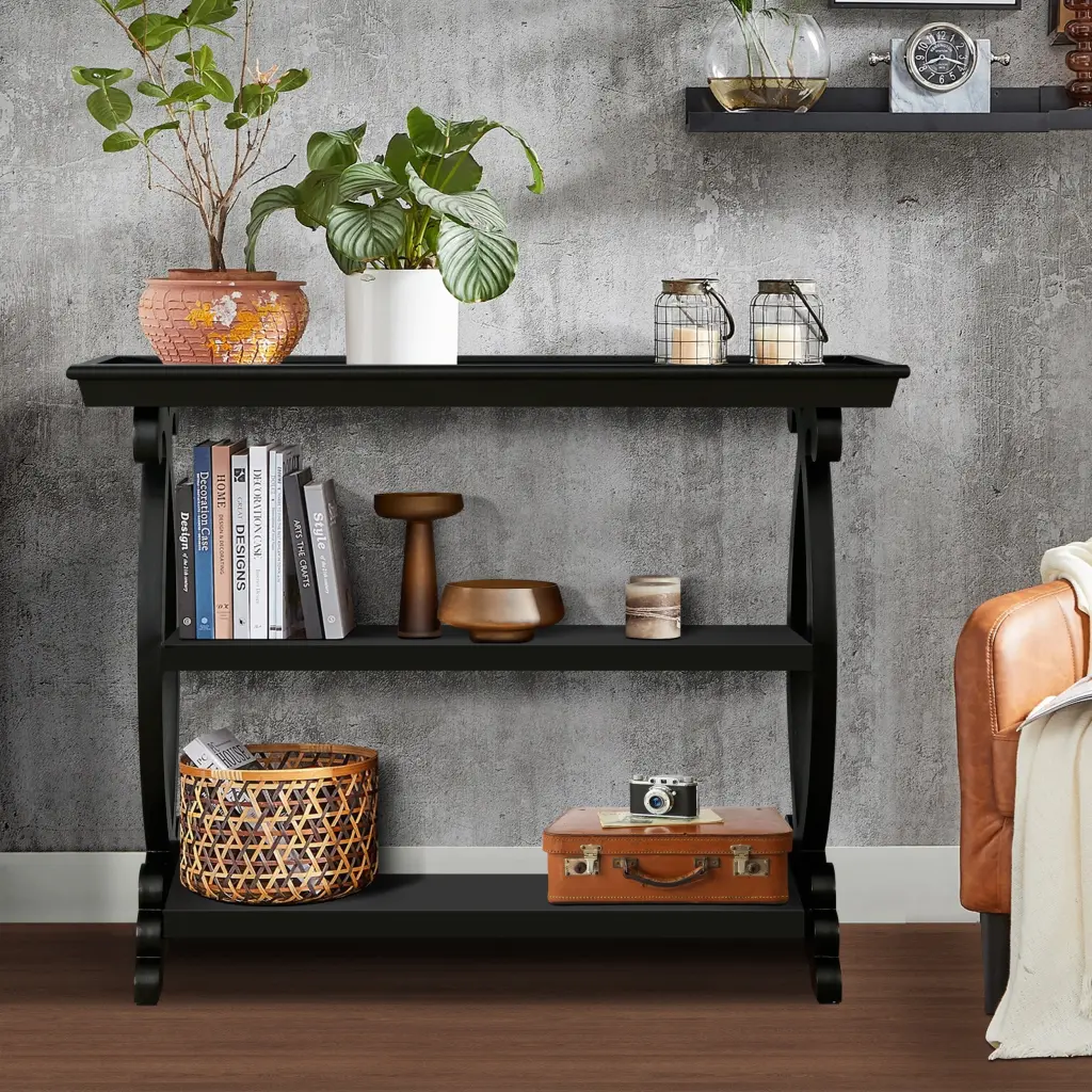 Newport Console Table Living Room Kitchen Entryway Black Antique zrun furniture