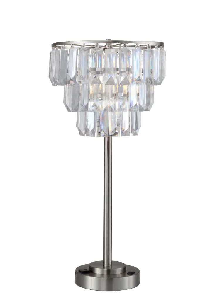 27.5 Inch Contemporary Crystal Shade Table Lamp Chrome Finish 1Pc sh lighting
