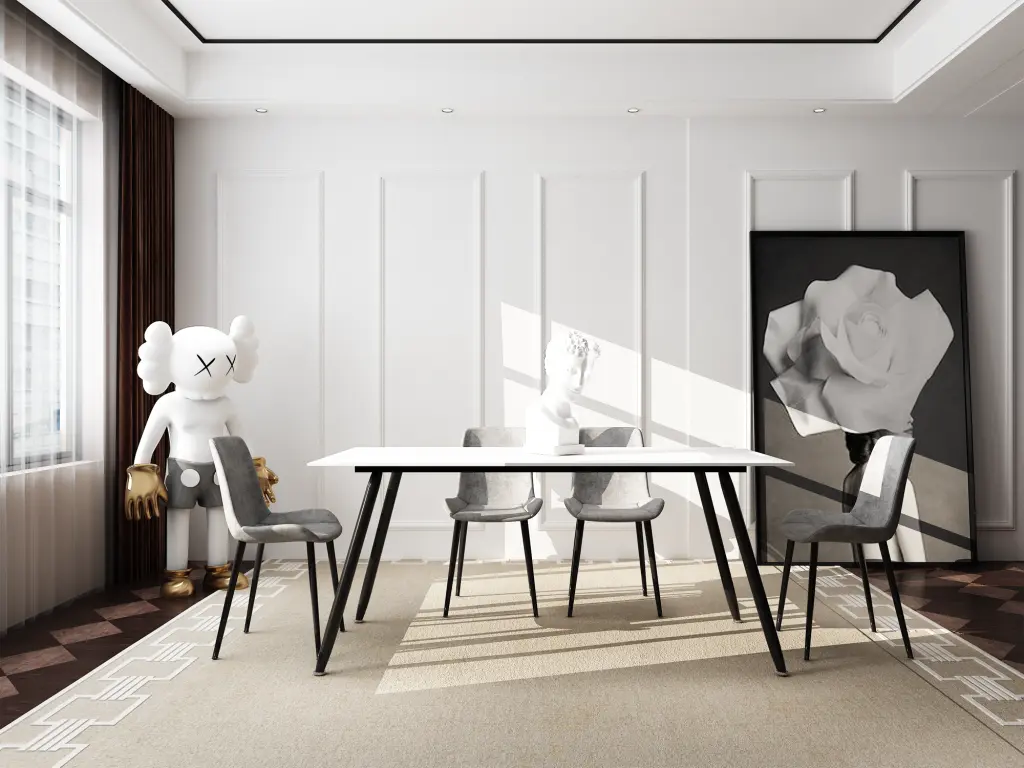 70.8 Inch Dining Table Sintered Stone Table Top And Metal Legs Modern Kitchen t2879