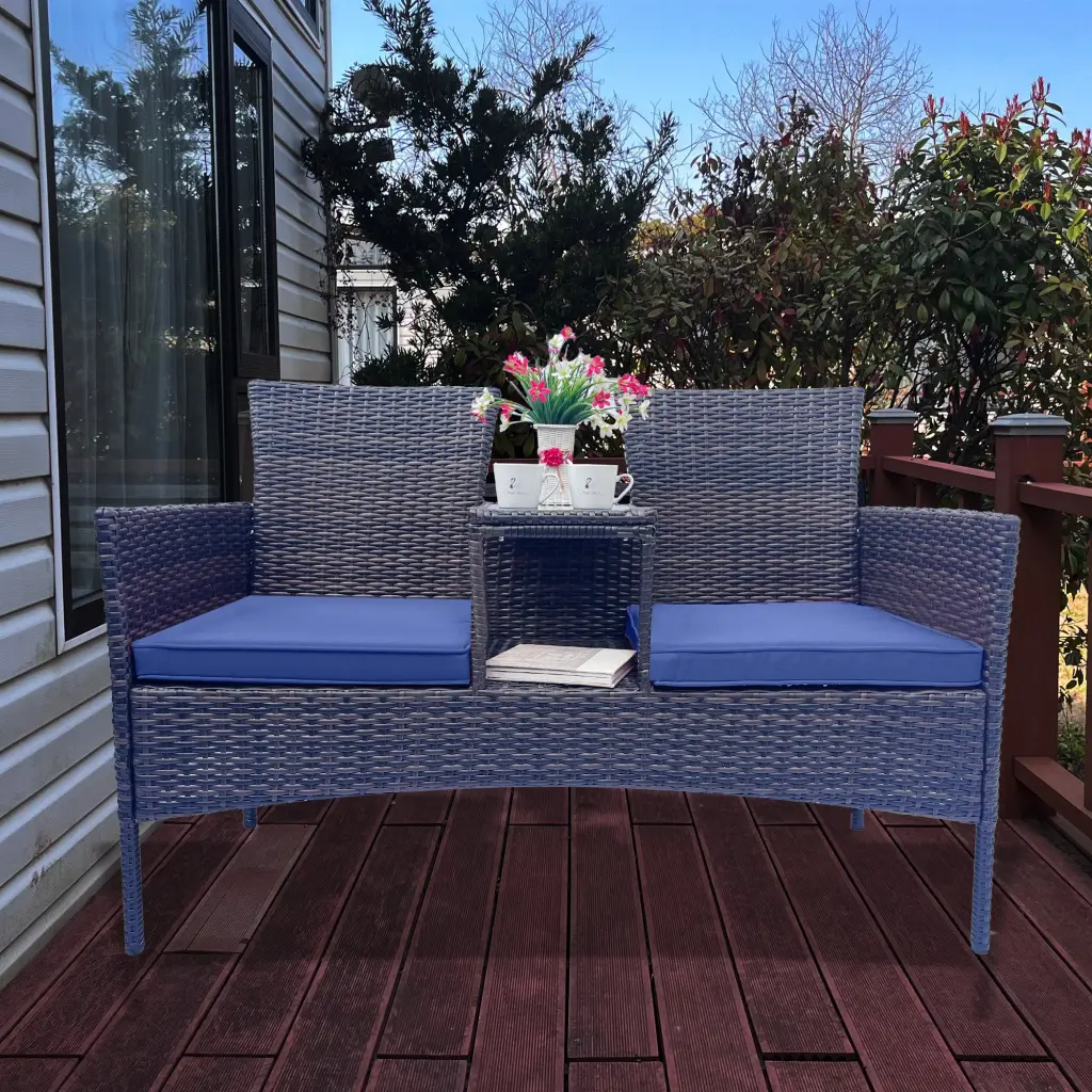 Wicker Patio Conversation Furniture Set Outdoor Furniture Set Removable Cushions age of garden